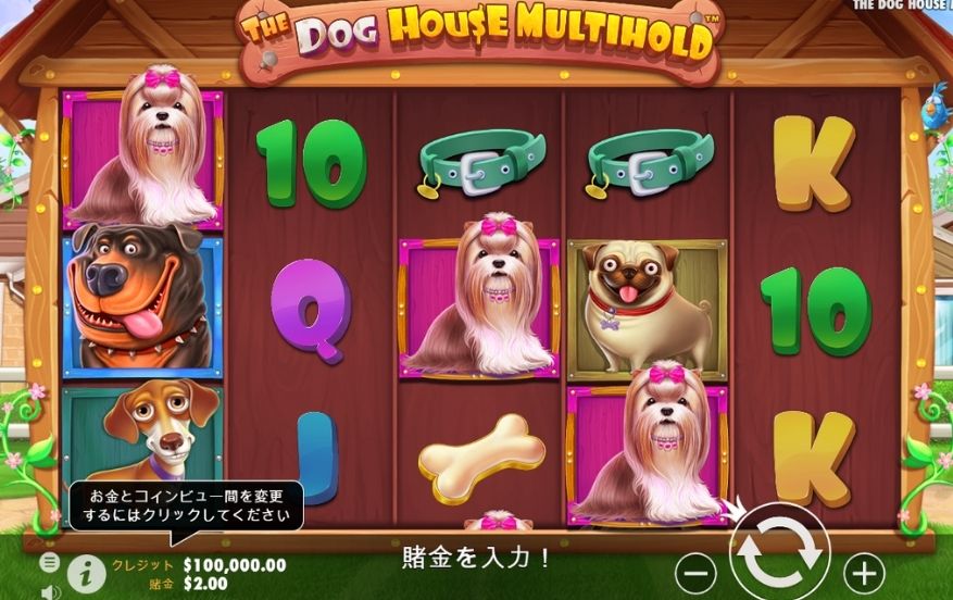 ベラジョンカジノの入金不要ボーナスのボーナス消化におすすめのゲーム　「THE DOG HOUSE MULTIHOLD」